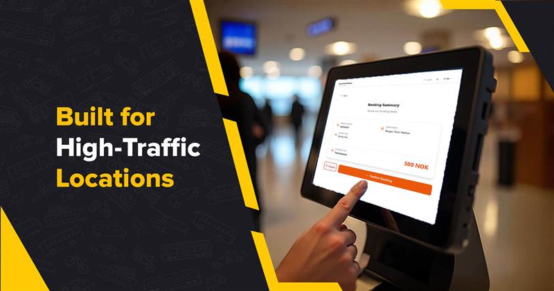 Cabsoluit Booking Terminal allowing users to easily book rides via a touchscreen interface in a modern setting