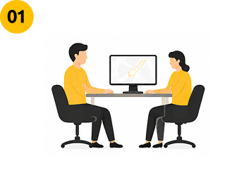 illustration showing two people at a computer in a Cabsoluit taxi dispatch software demo and onboarding session