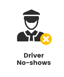 Driver no-show icon showing taxi driver with error symbol — Cabsoluit dispatch software eliminates missed driver assignments