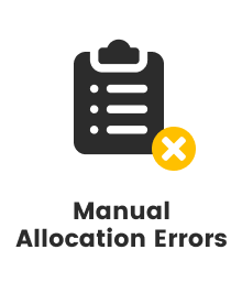 Manual allocation errors icon showing clipboard with error symbol — taxi dispatch software eliminates manual booking allocation mistakes 