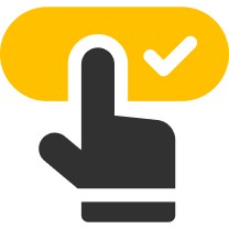 Yellow mobile app confirmation icon showing taxi booking acceptance and ride confirmation feature in Cabsoluit driver app
