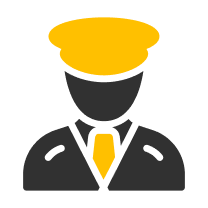 Yellow taxi driver operator icon representing driver management and fleet operator tools in Cabsoluit dispatch system