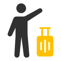 Yellow luggage travel icon representing airport transfer and taxi booking management in Cabsoluit dispatch software
