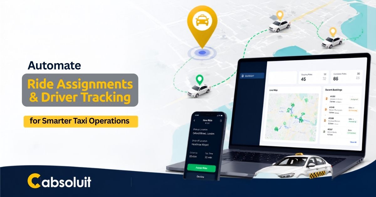 Automated taxi dispatch system with GPS tracking and driver assignment management