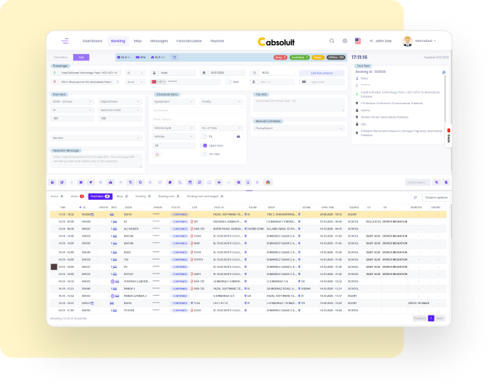 Cabsoluit taxi dispatch software booking management dashboard