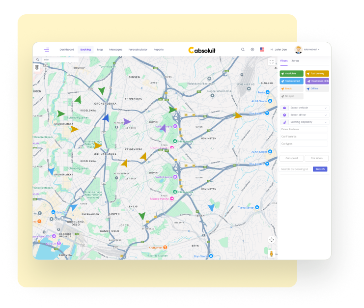 Cabsoluit live fleet tracking and vehicle management dashboard