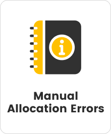 Manual allocation errors icon showing clipboard with error symbol — taxi dispatch software eliminates manual booking allocation mistakes 